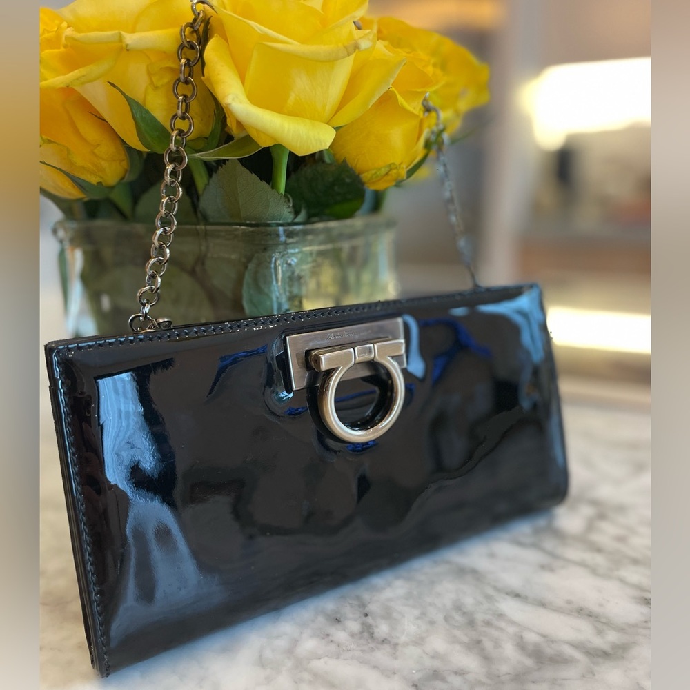 Beautiful Salvatore Ferragamo clutch. Authentic. patent leather